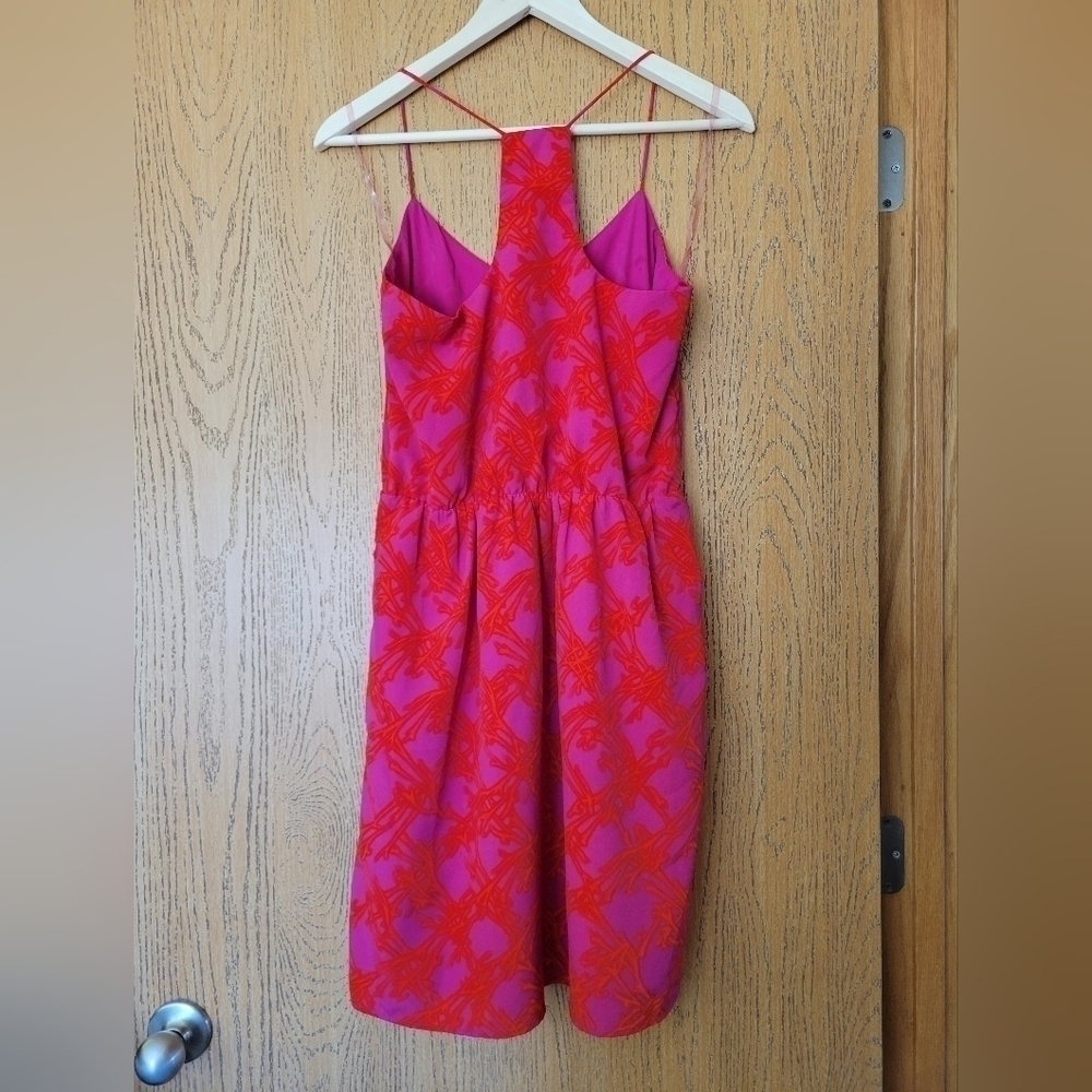 Southern Frock purple magenta w/orange geometric pattern racerback dress S - Picture 6 of 6